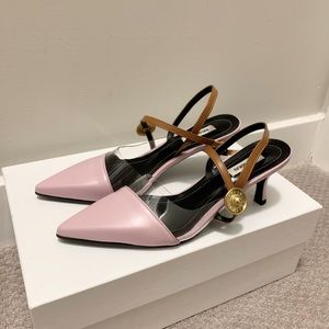 SALONDEJU Purple Slingback Pumps